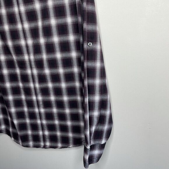 J.FERRAR Shirt Mens Large L Purple-Gray Plaid Long Sleeve Button-Up EUC Cotton - Picture 4 of 6